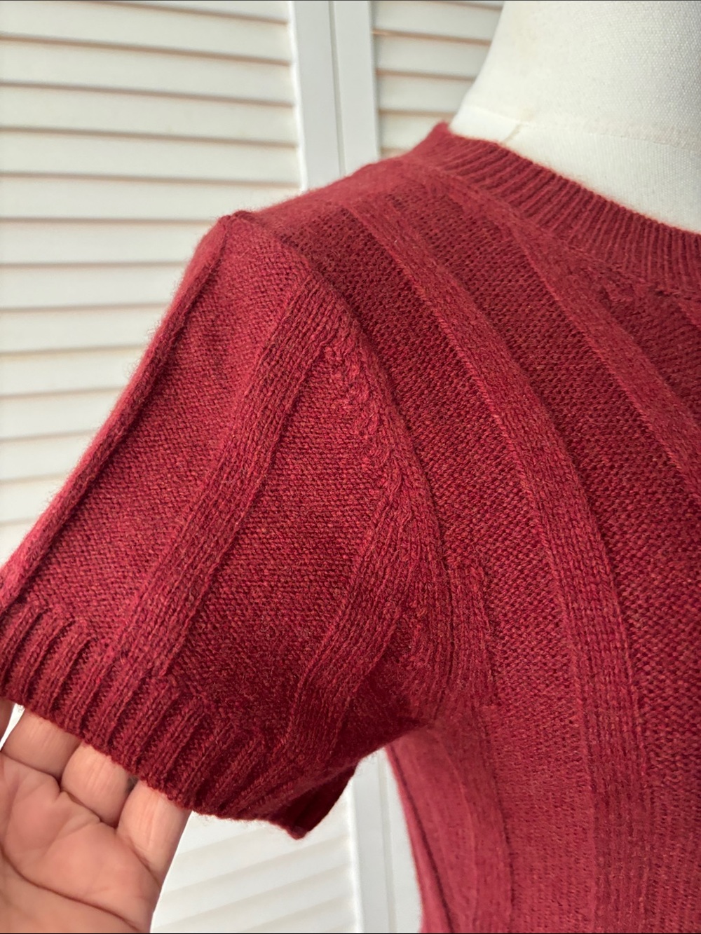 Reformation Ribbed Short-Sleeve Mini Dress in Burgundy - Picture 6 of 12